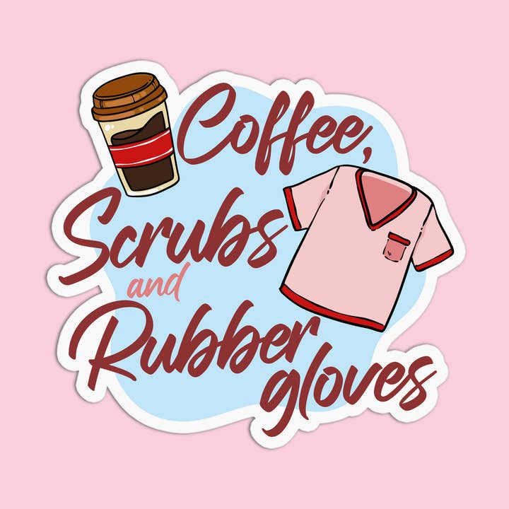 Wasserdichte Vinyl-Aufkleber „Nurse Coffee, Scrubs, and Gloves“ für den Großhandel von Girls Printing House