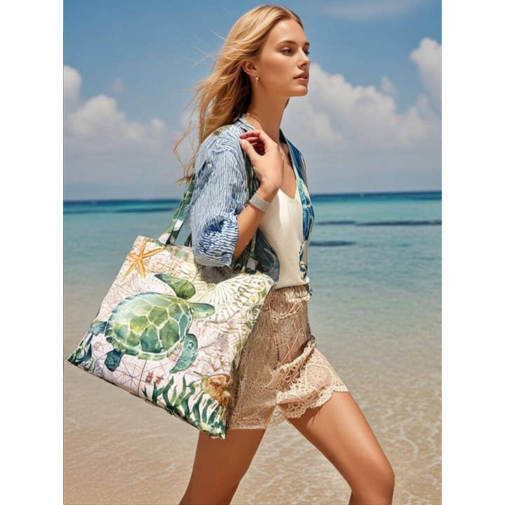 JC Sunny Fashion - Wholesale Tote Bag - Women's - Green Sea Turtle Luxe Shoulder Bag
