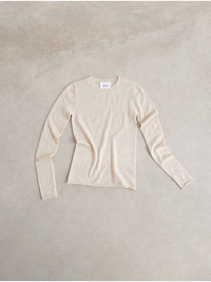 Beige RITA extra-fine cashmere knitted pullover for wholesale on Faire