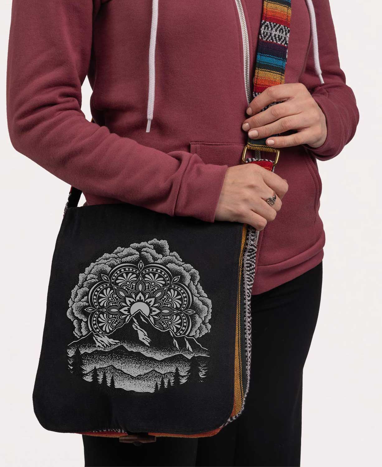 Soul Flower – wholesale Messenger bag – Unisex – Summit Solstice Messenger Bag - Black1