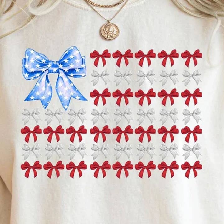 M2B Designs - Wholesale Sublimation Transfer - American Flag Bow Coquette DTF Transfer