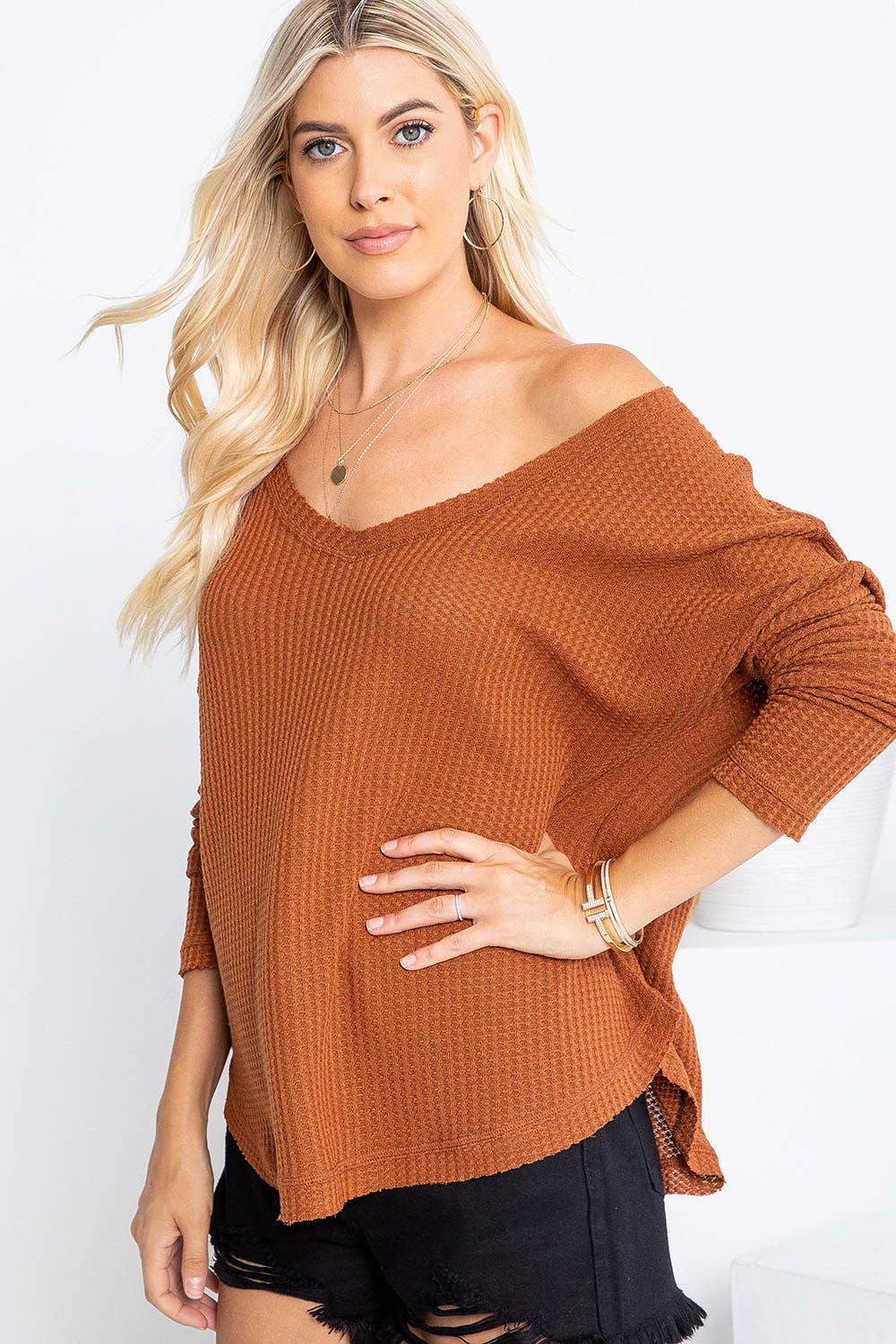 Sweet Lovely by Jen - Vente Haut en maille – femme - SW277 COL V MANCHES LONGUES DOLMAN31