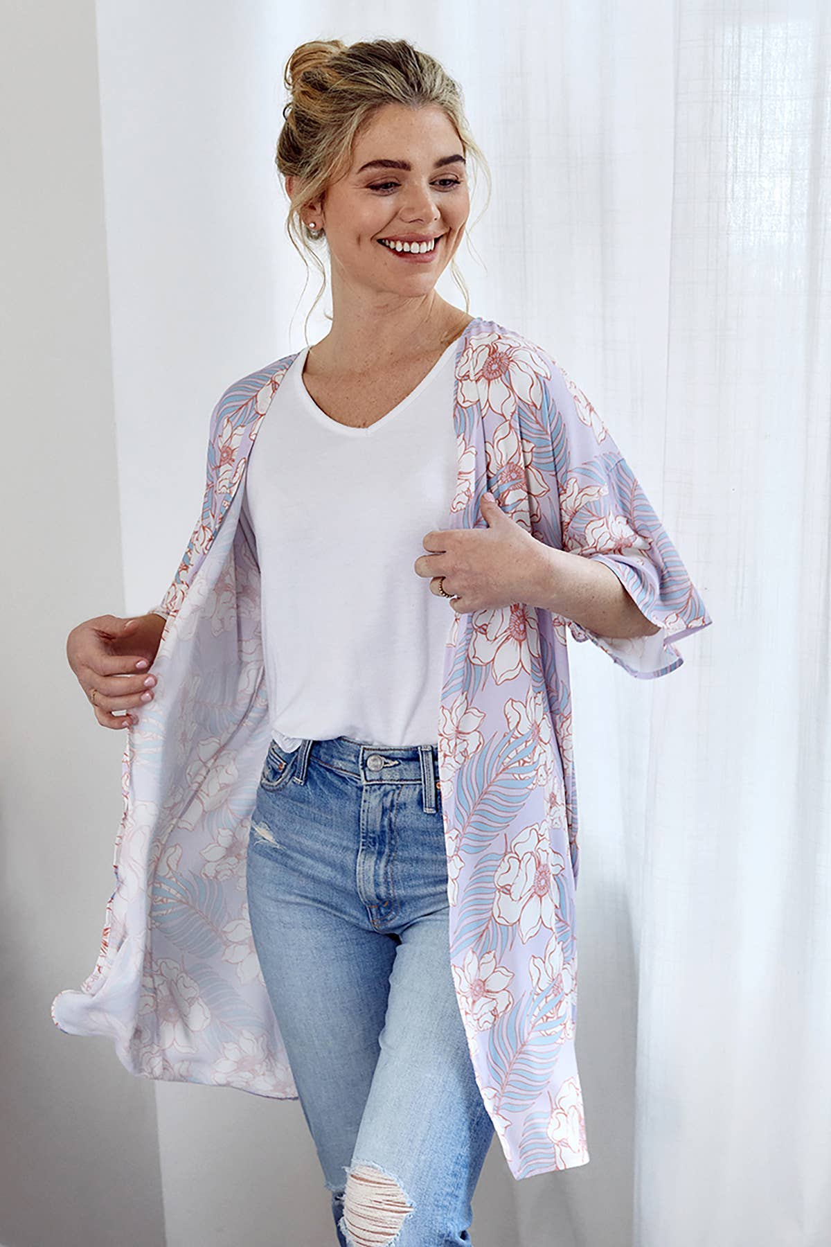 Jen & Co. - Vendita all'ingrosso Kimono - Donna - KM1036 Kimono Venice manica corta3