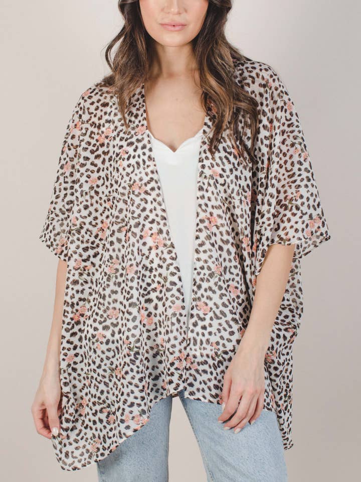 Leopard Cardigan Kimono for wholesale by Space 46 Wholesale