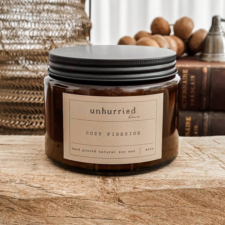 Unhurried Home - Wholesale Jar/Filled Candle - Cozy Fireside - Unhurried Handmade Candle