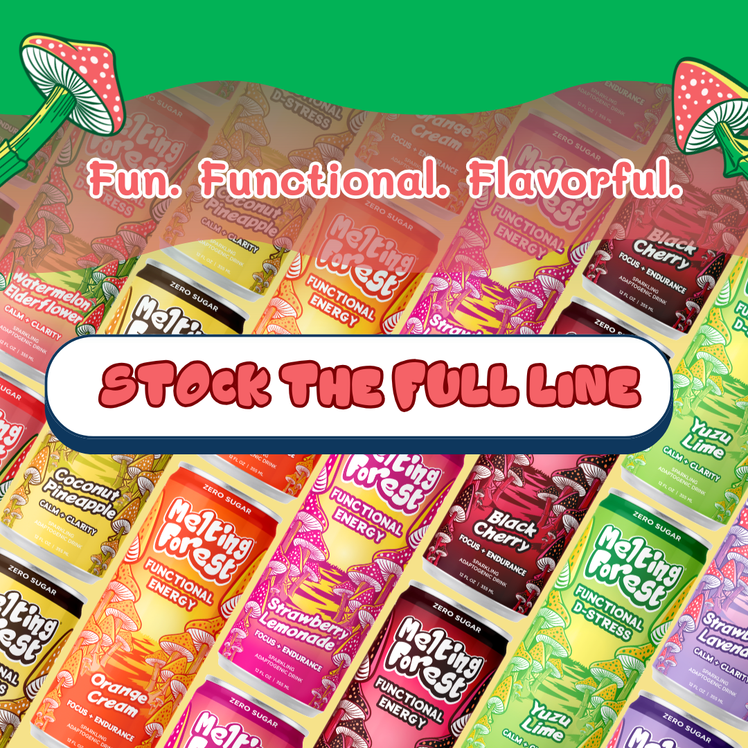 Melting Forest – Engroshandel Sports-/energidrik – Melting Forest svampe energidrik | Mango Guava | Adaptogen4