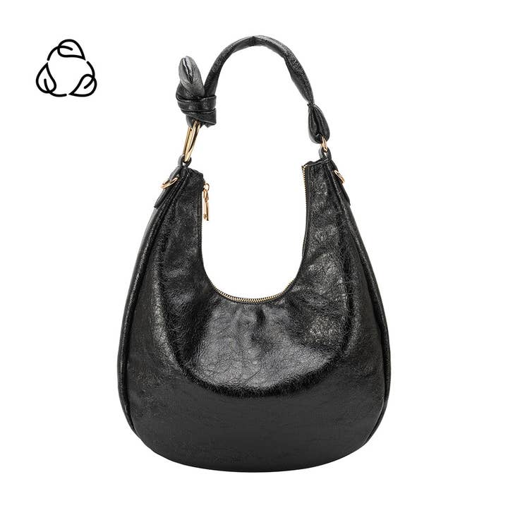 Melie Bianco - Wholesale Shoulder Bag - Women's - Lilie Black Recycled Vegan Shoulder Bag