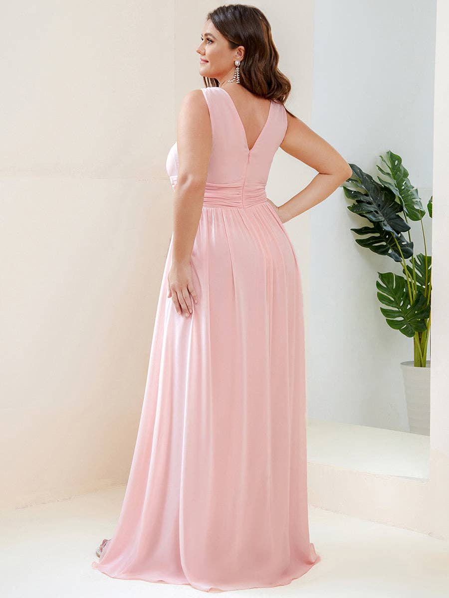 Ever-Pretty - Wholesale Formele jurk - Dames - Maxi avondjurk in plusmaat met dubbele V-hals7