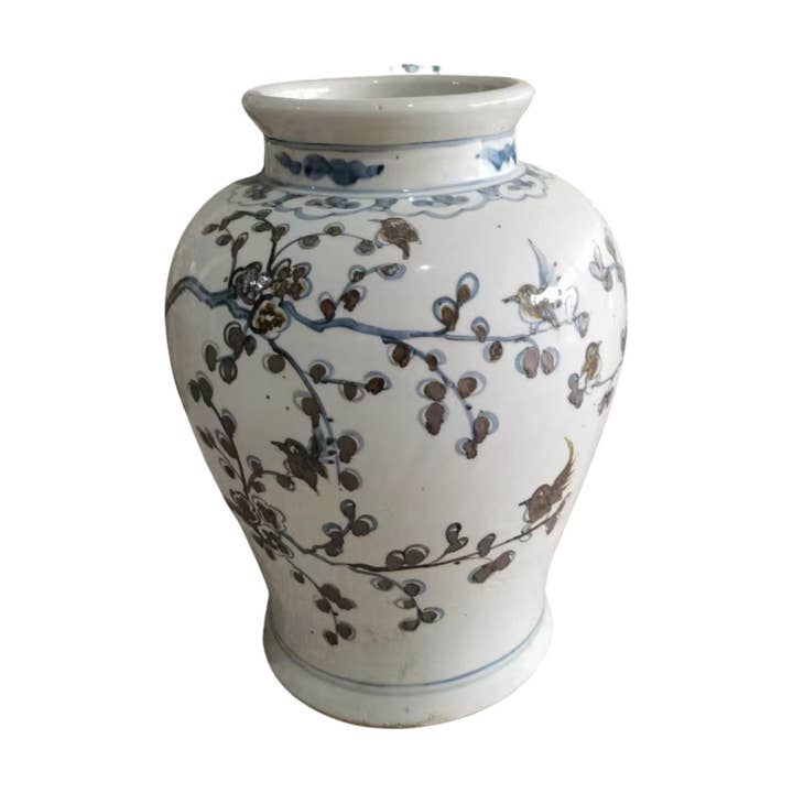 Indigo Plum Jar With Brown Bird for wholesale by Legend Accents
