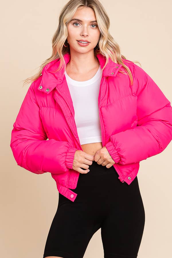ANWND - Wholesale Puffer Jacket - Women's - 2505-FRONT ZIPPER HOODIE PUFFER WITH POCKETS7