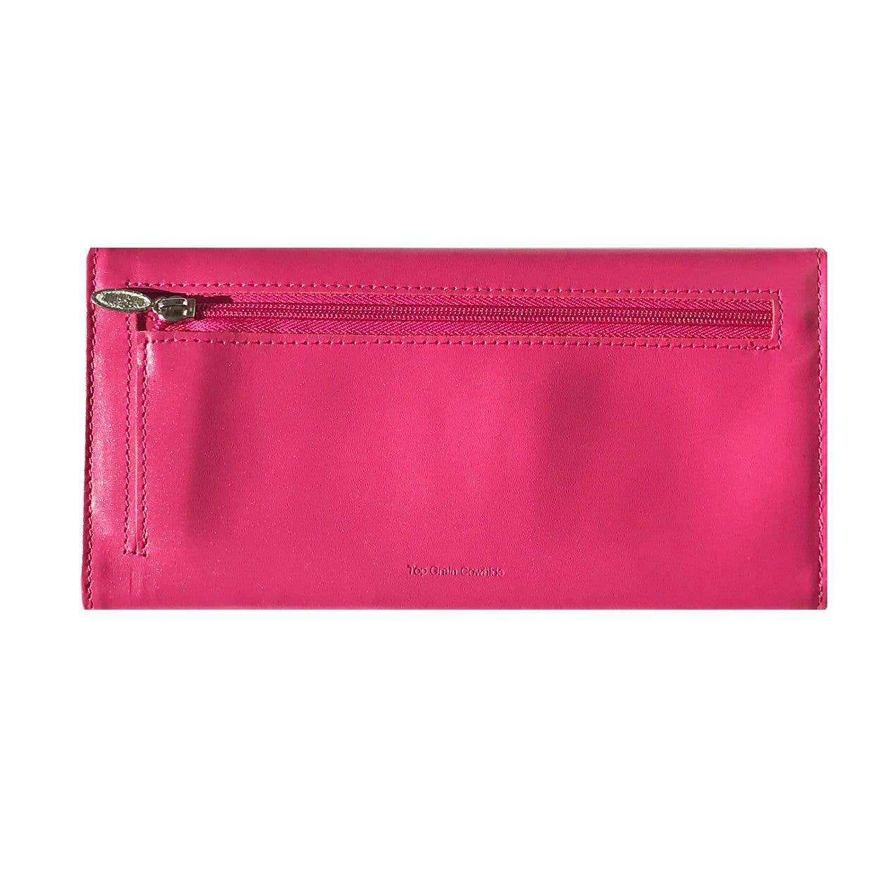Big Skinny Wallets - Vendita all'ingrosso Portafogli - Donna - Portafoglio in pelle Slimvelope Trifold Clutch - Fucsia1