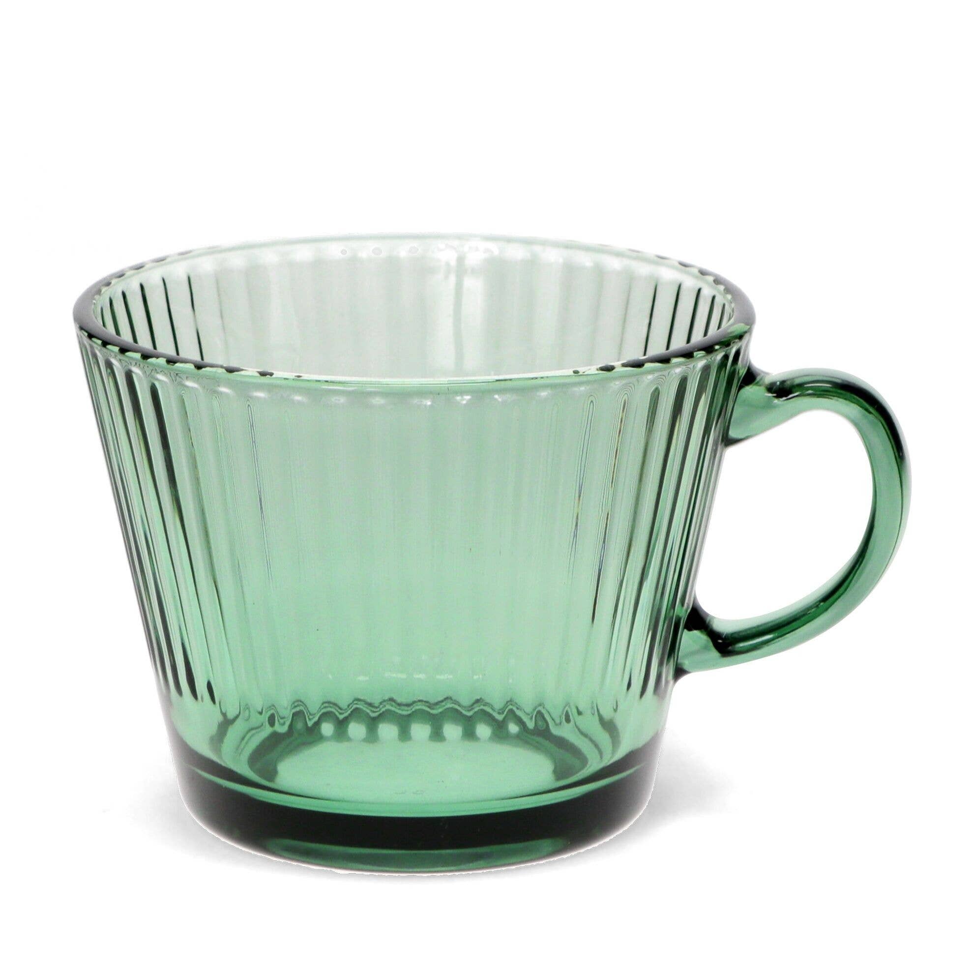 Rex B2B - UK – wholesale Coffee mug – Retro Ribbed Glass Mug 400Ml - Green0