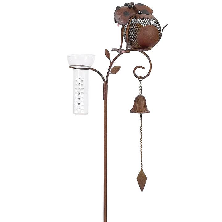 Continental Art Center - Wholesale Garden/Lawn Stake - Solar Rustic Metal Animal Rain Gauge Garden Stakes