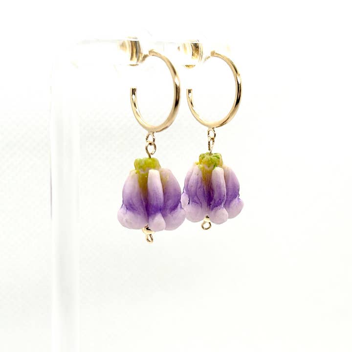 Crown Clay Flower Three Quarter Hoop Earrings for wholesale by Cali Kai Hawaii