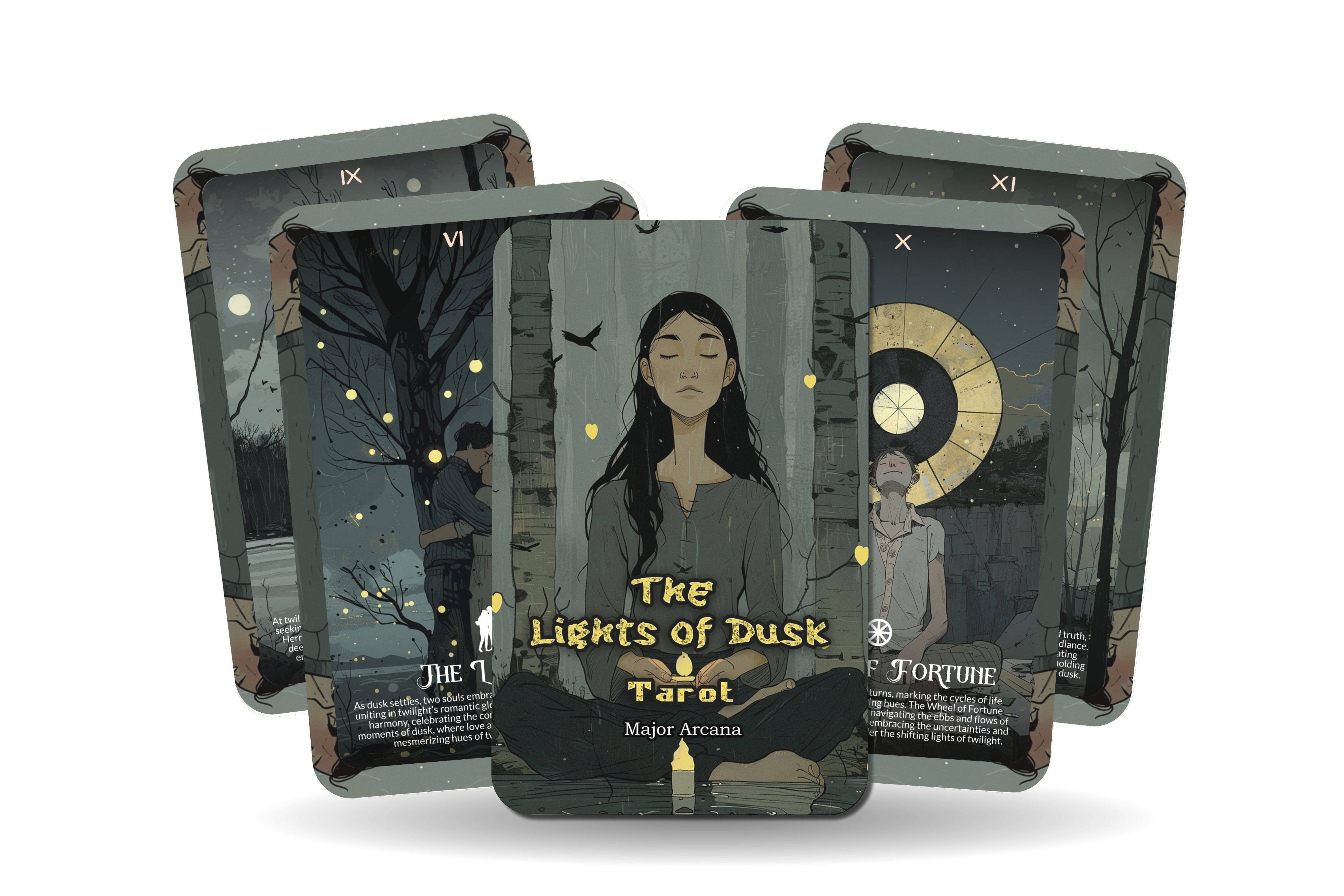 Ibiza Tarot USA – wholesale Tarot cards – The Lights of Dusk Tarot - 22 Major Arcana - A unique spiritual journey - Embracing the transitions and mysteries of twilight and dawn.8