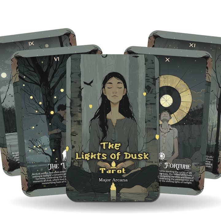 Ibiza Tarot USA – wholesale Tarot cards – The Lights of Dusk Tarot - 22 Major Arcana - A unique spiritual journey - Embracing the transitions and mysteries of twilight and dawn.8