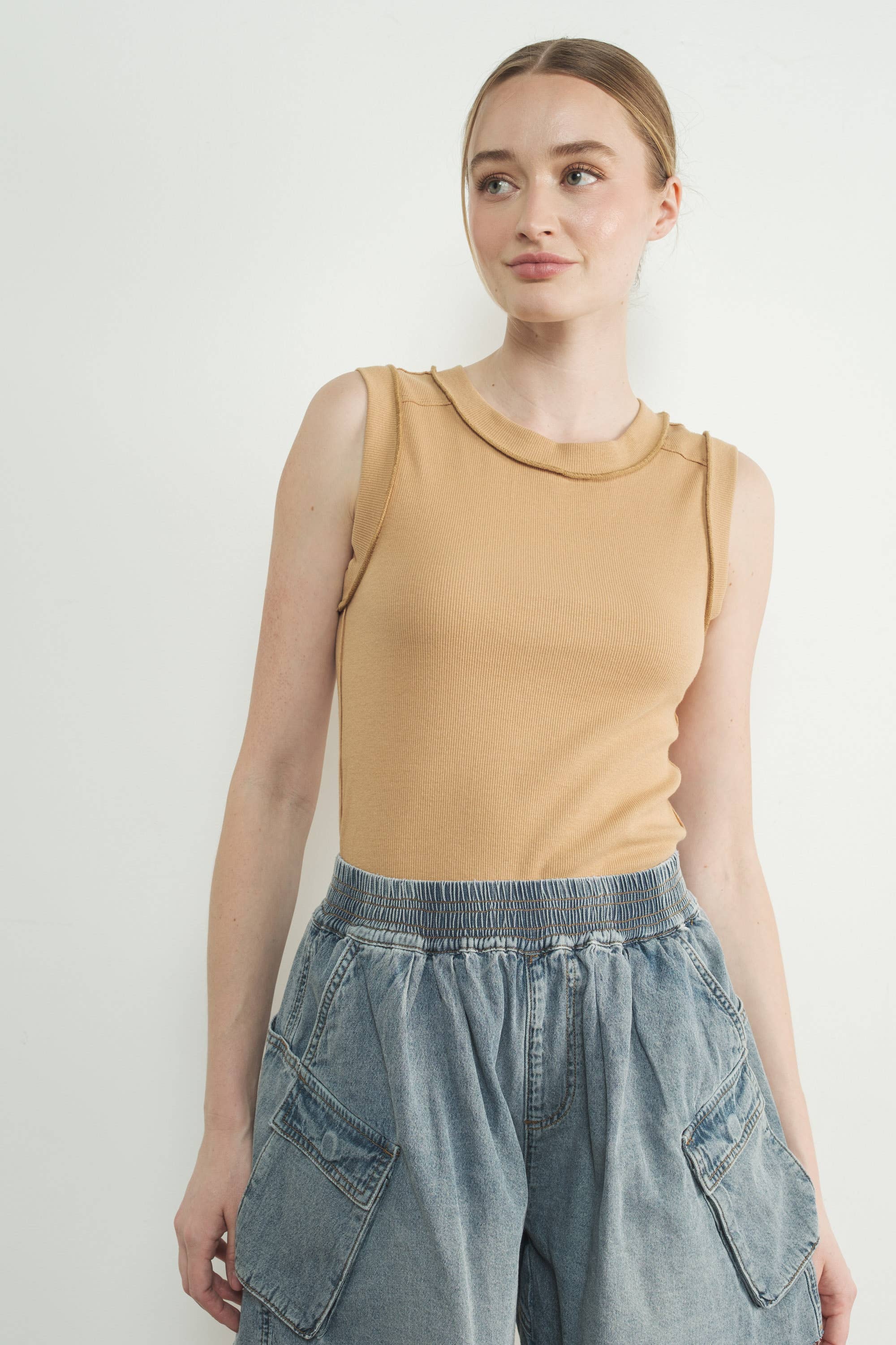 Aaron & Amber - Wholesale Knee Sleeve - MAT3232 RIBBED JERSEY INSIDE OUT TANK23