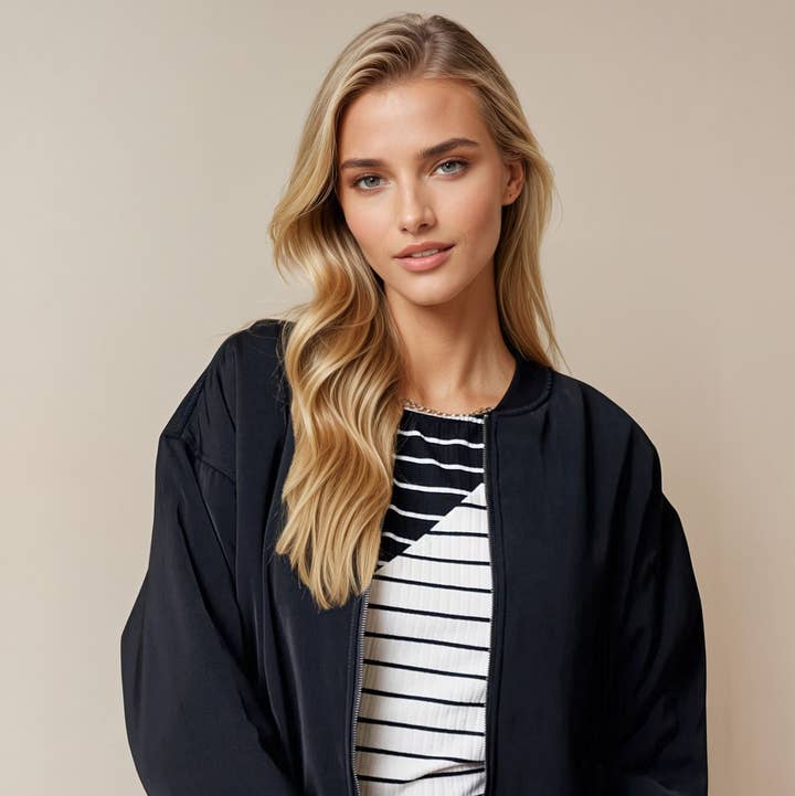 Doe and Rae - Wholesale Bomber Jacket - Women's - Drop Shoulder Bomber Jacket - 10260J-10