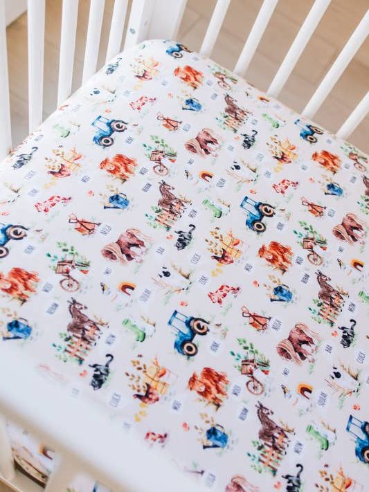 Pasture Bedtime Crib Sheet for wholesale by Wildwoven