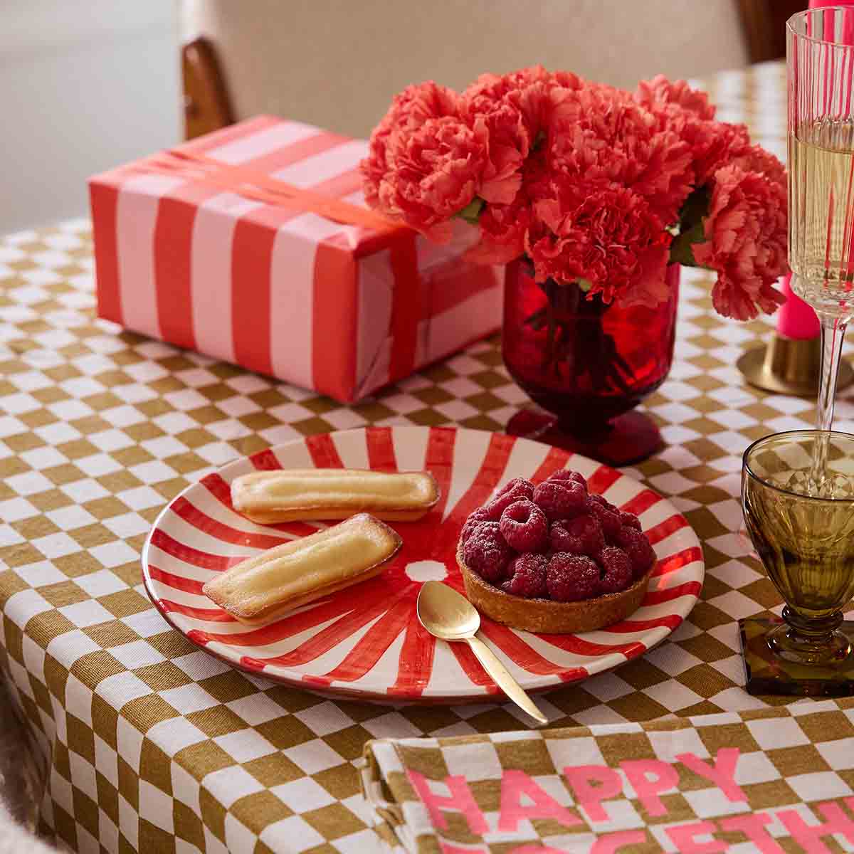 Rose in April - Wholesale Tablecloth - TABBLE CLOTH ZOE CHECKERBOARD CARAMEL7