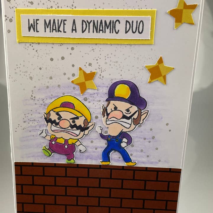 Cards By Robin - Wholesale Birthday Card - Mario Birthday We Make A Dynamic Duo, Handmade Card