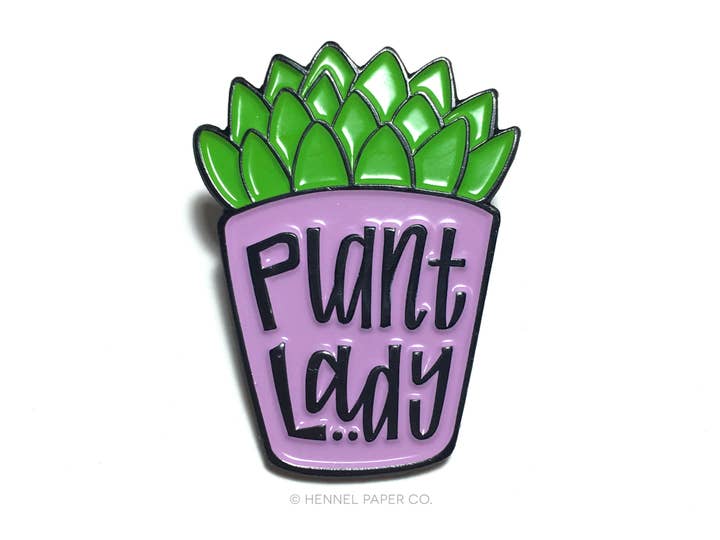 Enamel Pin - Plant Lady for wholesale by Hennel Paper Co.