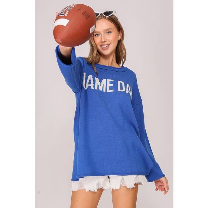 Paperdoll - Wholesale Graphic Sweatshirt - Women's - GAME DAY ROUND NECK SWEATER TOP