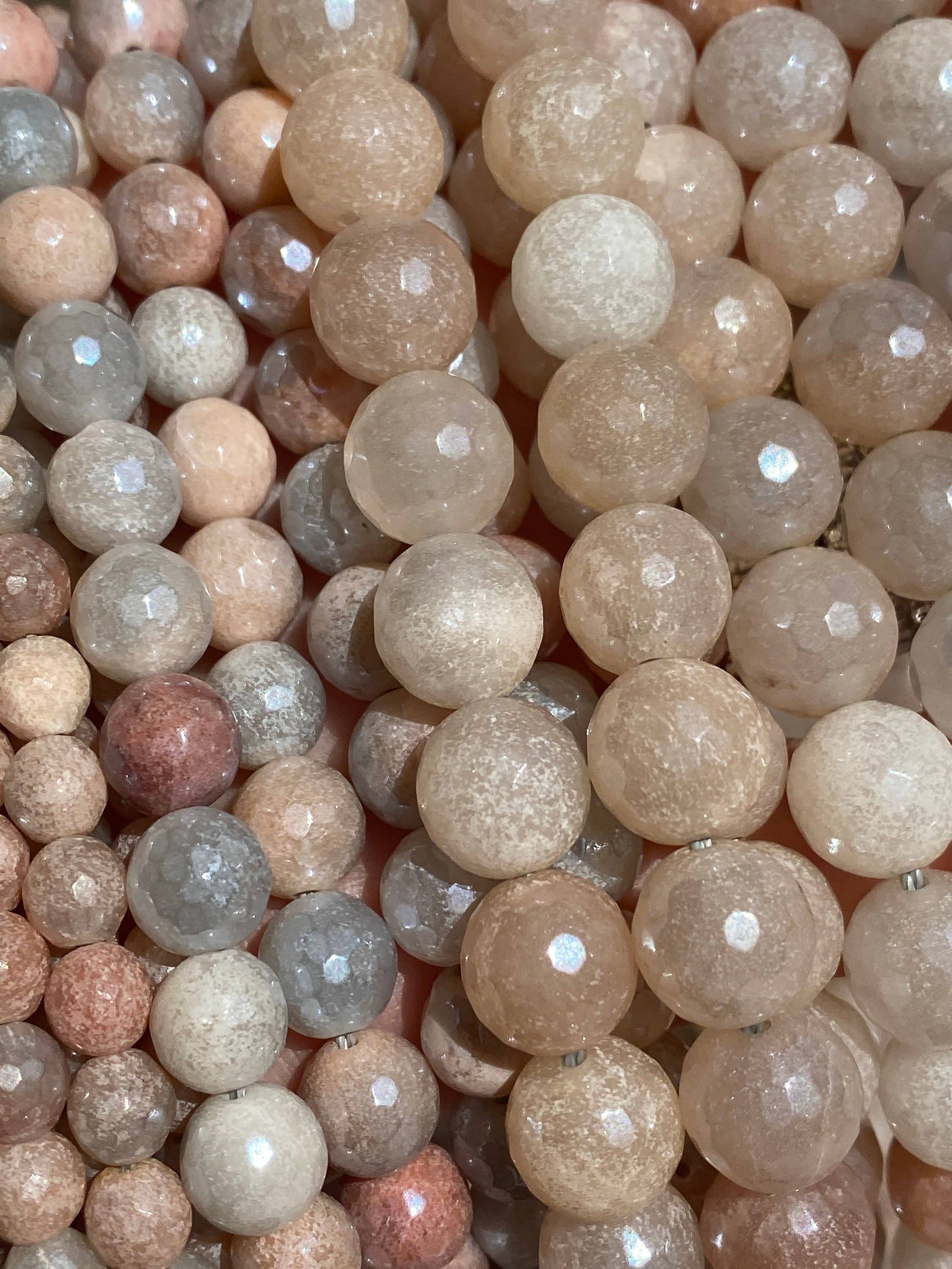 The Bead Bazaar - Wholesale Beads - Sunstone Beads For Jewelry Making, Iridescent Pink Gemstone Beads, Pastel Pink Faceted Beads, Light Pink Sunstone Bulk Wholesale Mala Beads6