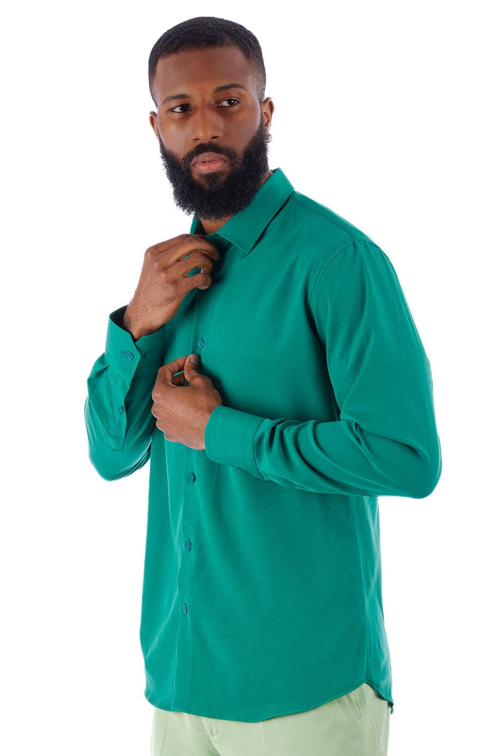 BARABAS - Vente Chemise à col boutonné – homme - Chemise décontractée à manches longues pour hommes de couleur unie 4B337