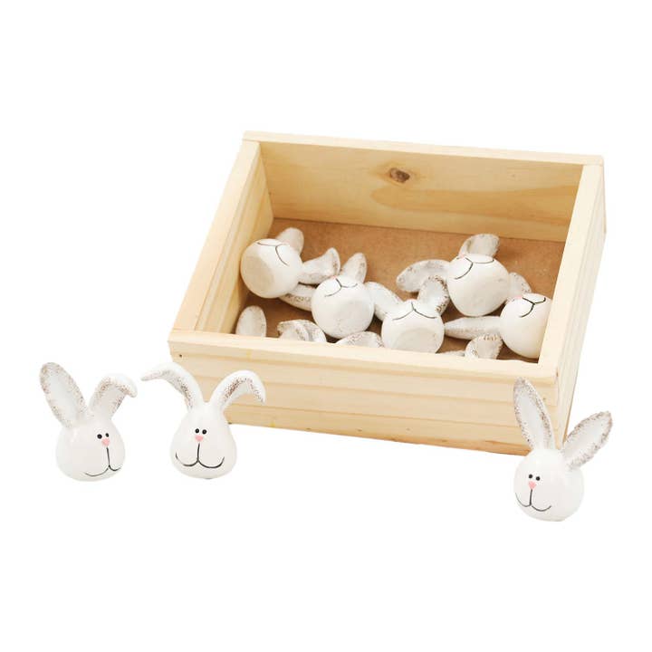 Set of 12 Little Resin Bunny Heads for wholesale by WT Collection