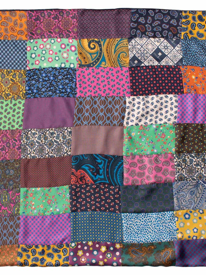 Vintage Patchwork Silketørklæde Mønstret Multifarvet FP63 for engroshandel hos Graffeo Cravatte