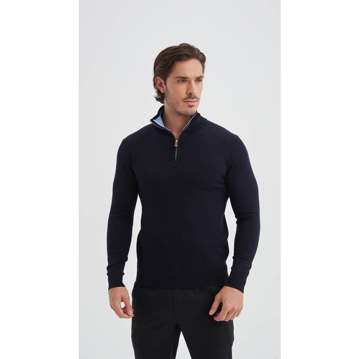 Suéter con cuello camionero Vintage Marino para venta al por mayor de Yves Enzo