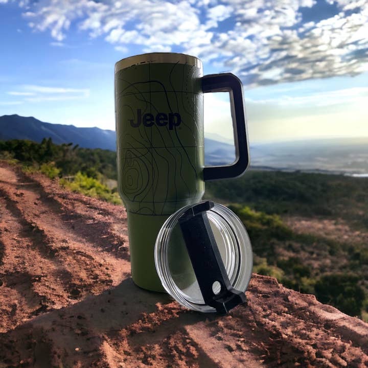 Detroit Shirt Co. - Wholesale Insulated Mug/Tumbler - Handle Mug - Jeep Topography - Green
