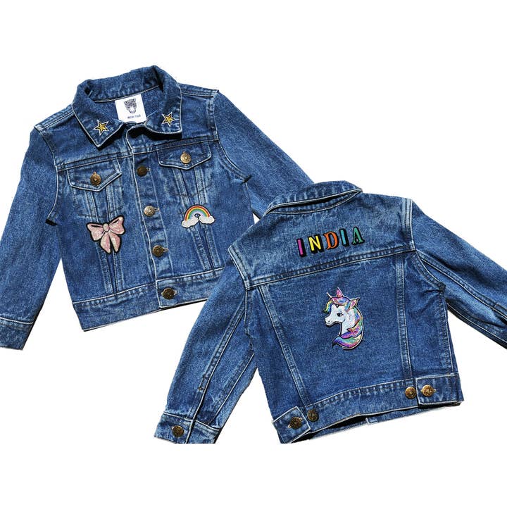 Kids Custom Denim Jacket- Special Edition Sparkle Unicorn for wholesale by PATCHYTIGER