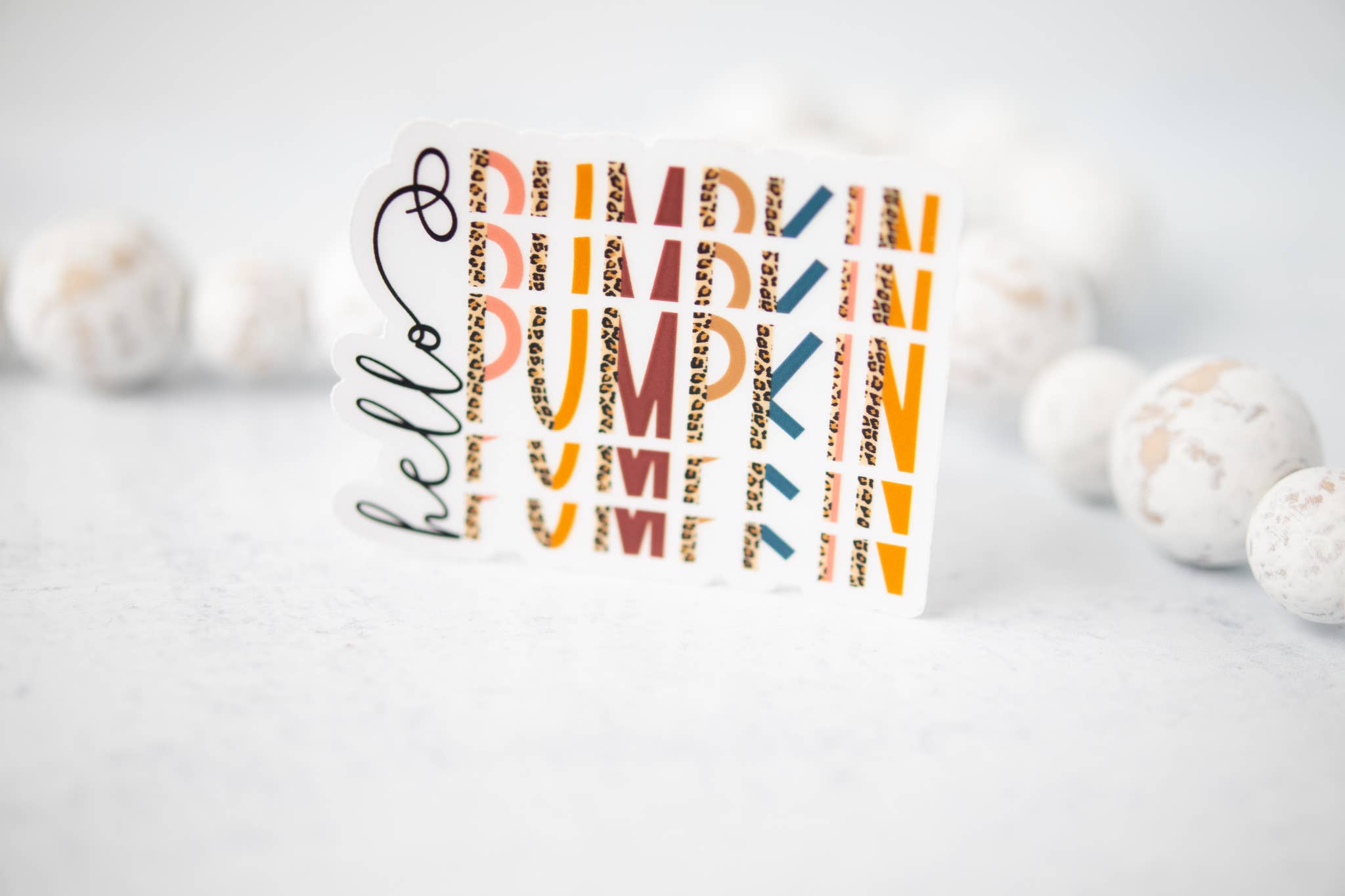 Savannah and James Co - Wholesale Sticker - Hello Pumpkin Stacked Clear Vinyl , Sticker, 3x3 in.1