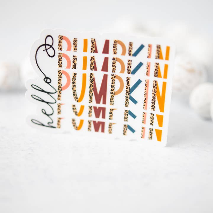 Savannah and James Co - Wholesale Sticker - Hello Pumpkin Stacked Clear Vinyl , Sticker, 3x3 in.1
