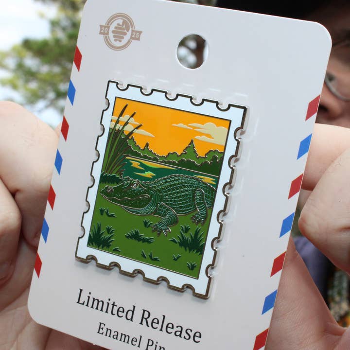 Pin Hive LLC - Wholesale Lapel Pin/Button - American Alligator Postage Stamp Enamel Pin13