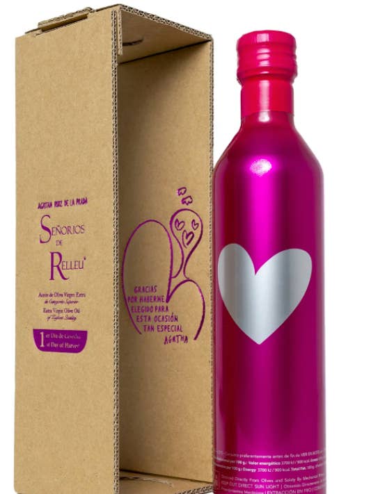 Señoríos de Relleu × Agatha Ruiz de la Prada Extra Virgin Olive Oil 500ml for wholesale by Tinmonger