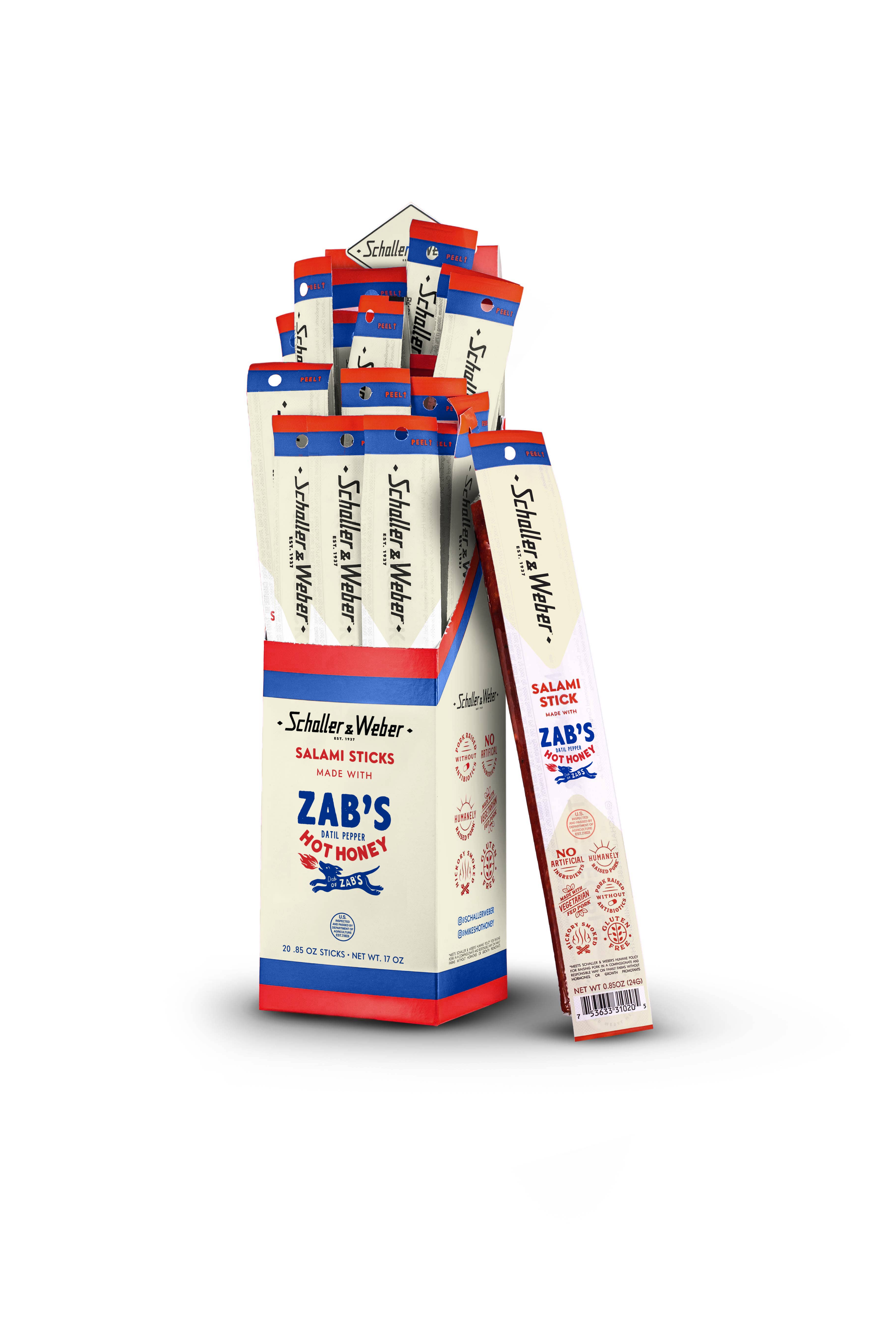 Schaller & Weber - Wholesale Salami - Salami Stick - Zab's Hot Honey - Case of 80 Sticks