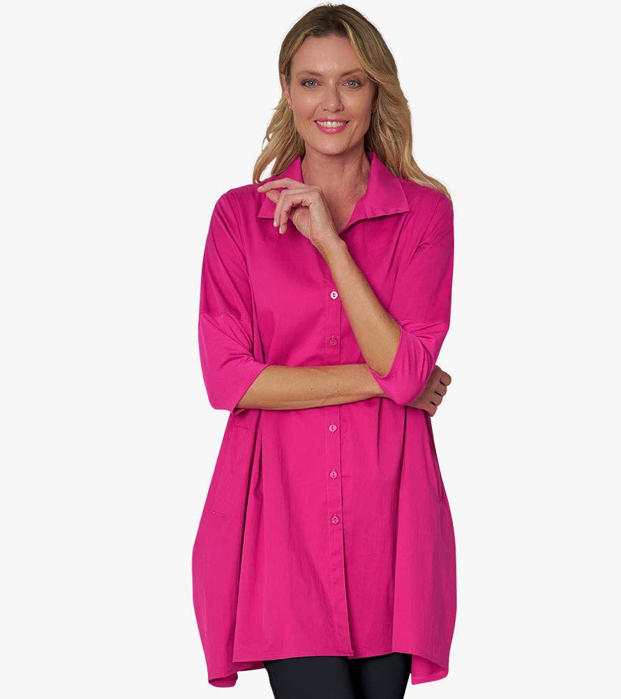 Stella Carakasi - Wholesale Tunic - Women's - Women's 3/4 Sleeve A-Line Cotton Poplin Tiburon Tunic Icon24