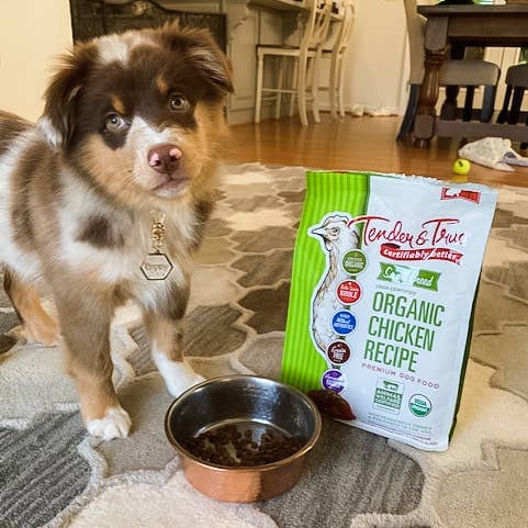Tender & True Pet Nutrition - Vente Nourriture – chien - Nourriture sèche biologique pour chiens de petite race, recette de poulet et de foie, 4 lb.6