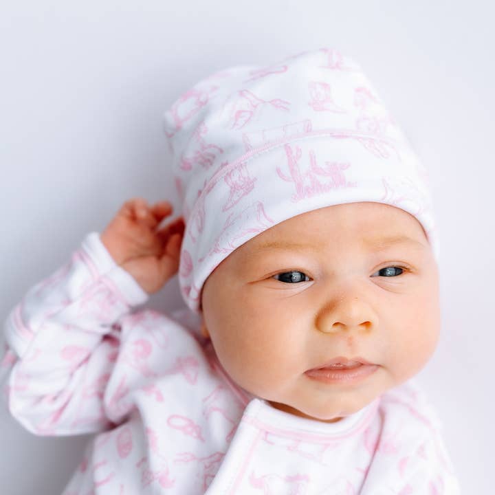 Wild West Toile Hat - Pink for wholesale by Magnolia Baby