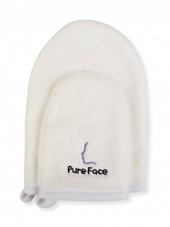 WHITE MICROFIBER MAKEUP REMOVER GLOVES for wholesale by Pure Face