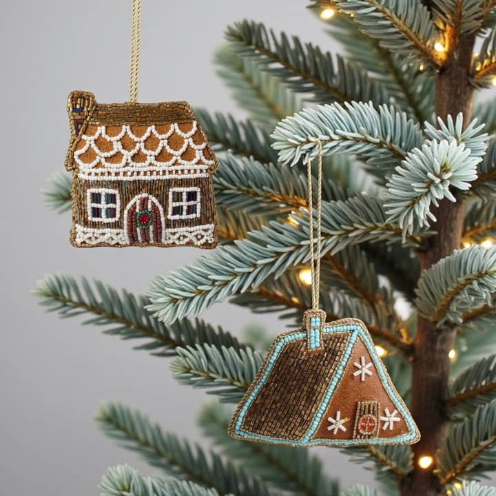 gingerbread cabin ornament set for wholesale by PILLOWPIA