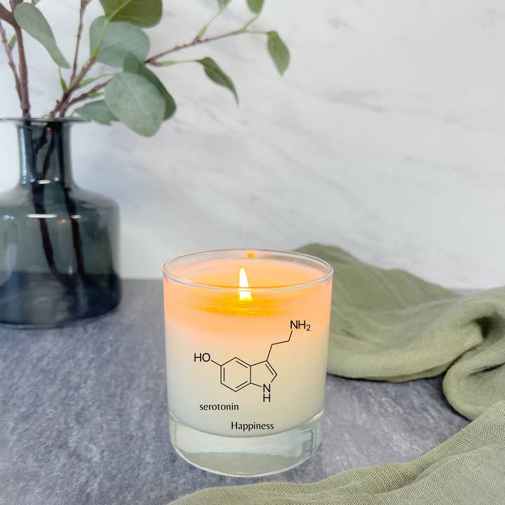 Out of Darkness Candle Co - Wholesale Jar/Filled Candle - Serotonin Molecule Soy Candle Science Chemistry Rock Glass6