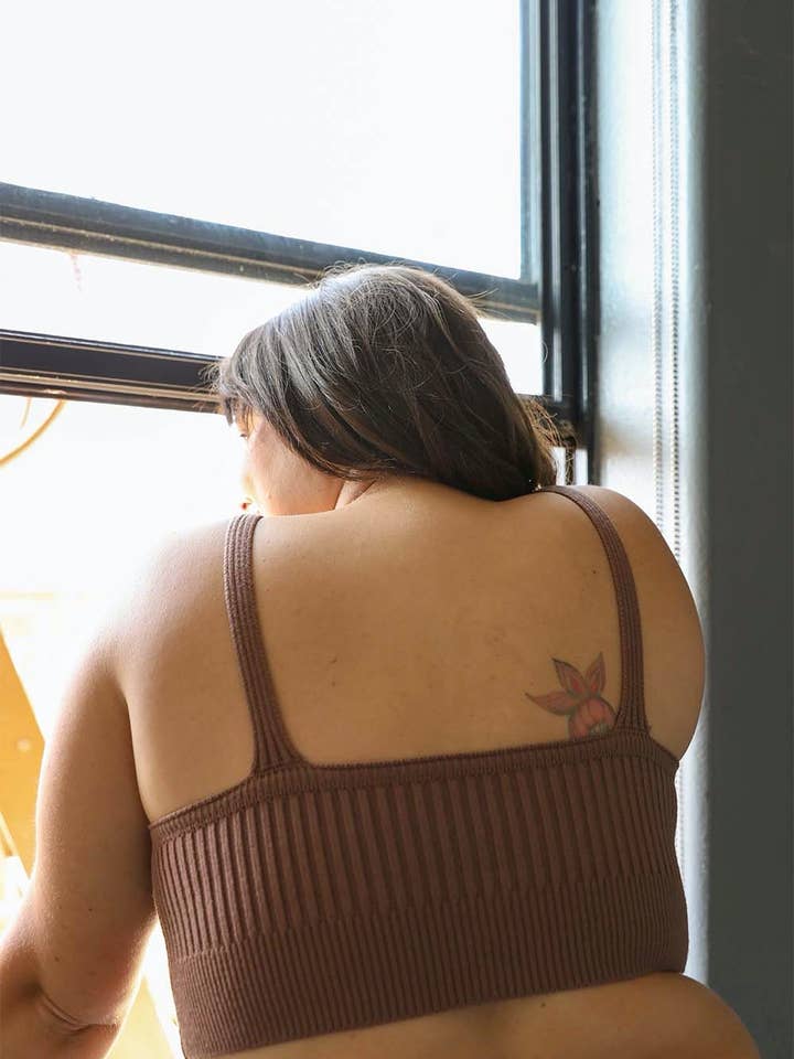 Leto Accessories - Wholesale Knit Top - Women's - Plus Size Contour Rib Knit Brami Lounge Top1