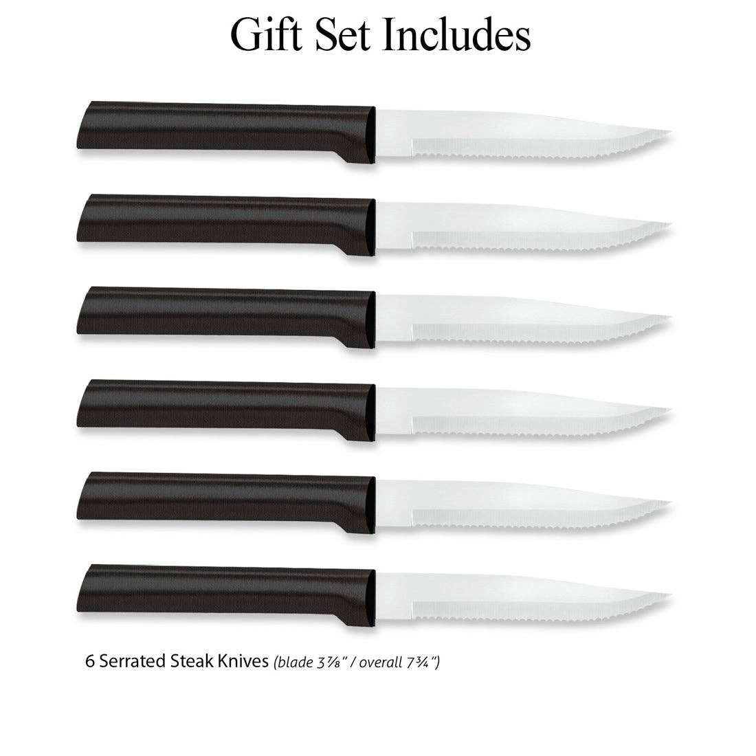 Rada Cutlery - Wholesale Knife Set - Black Six Serrated Steak Knives Gift Set1