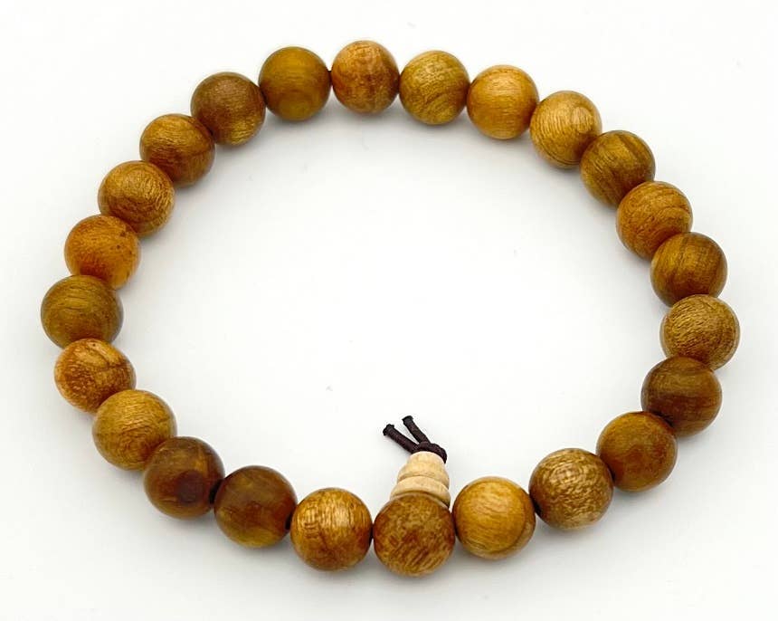 Namu Baru Inc. - Wholesale Beaded Bracelet - Large Size Gold Phoebe Wood Beaded Bracelet Wrist Mala 10mm3