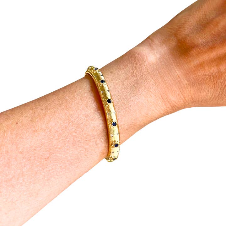 HoopLa - Wholesale Cuff bracelet - Opera Bracelet the Marci Open Hinge CZ Wrap 18K Gold Bangle6