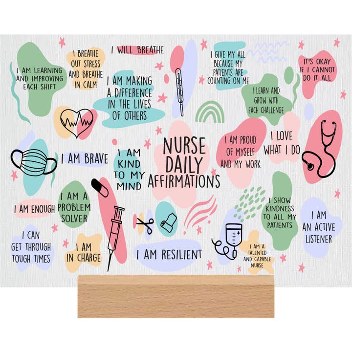 Targa decorativa da tavolo con scritta «Nurse Daily Affirmation» per la vendita all'ingrosso da parte di Teele and Co.